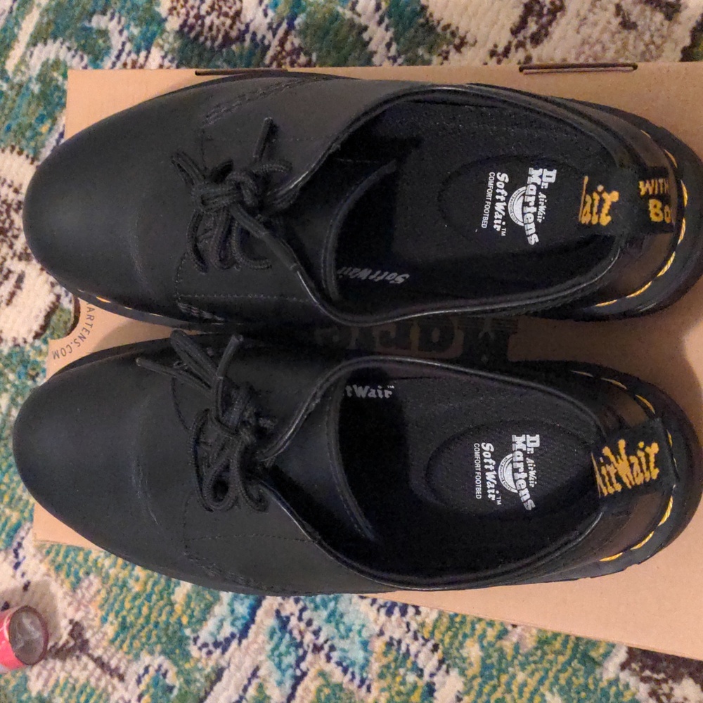 Dr. Martens Women's Audrick 3 Eye Nappa Leather Platform Black Shoes Size 10 - Picture 2 of 8